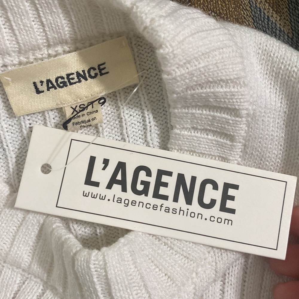 L’Agence Pasha Cut Out Ribbed Sweater in white size XS - Picture 9 of 10